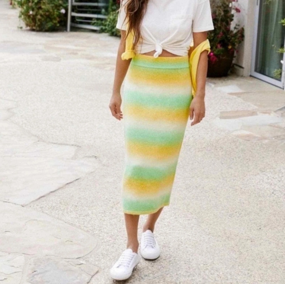Anthropologie Dolan Left Coast‎ Collection Knit Ombre Midi Skirt Women's XL